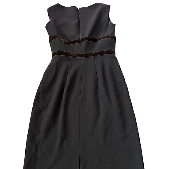 Valentino Women Dress 2 Black Sleeveless Knee Length Fleece Wool Party Back Slit - Picture 5 of 11
